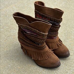 Brown Fringe Ankle Boots